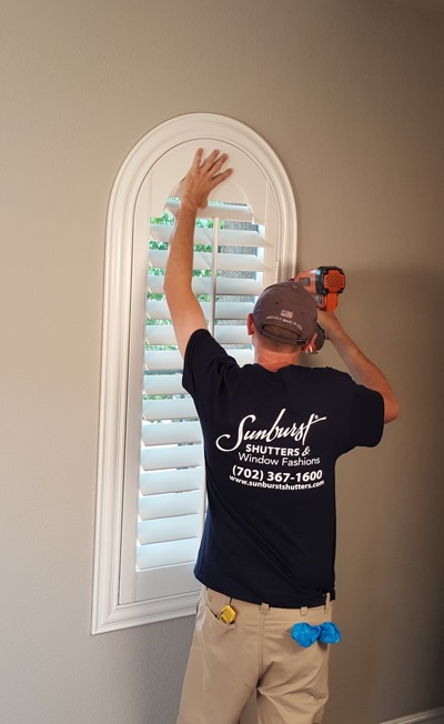 Shutter install in Raleigh living room